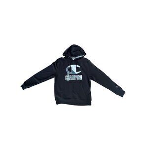 Champion Black Hoodie Medium 50% Cotton 50% Polyester Mens Pullover w/ Front Poc